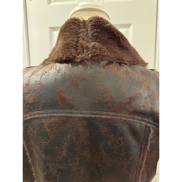 Karen Kane Brown Faux Fur & Faux Leather Open Front Vest Size Small NWT $148 - Picture 7 of 8